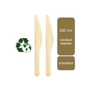 100 Cuchillos Cubiertos De Madera Desechables Ecol&oacute;gico