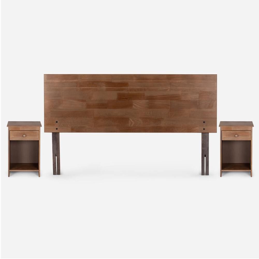 Cama Europea Rosen Wave / 2 Plazas / Base Normal + Set De Maderas Tabor Caramelo image number 2.0