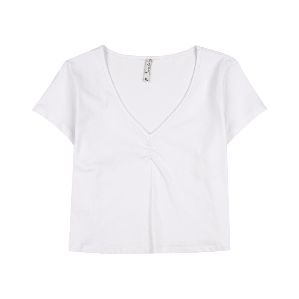 Polera Crop Manga Corta Cuello V Recogido Mujer Freedom image number 0.0