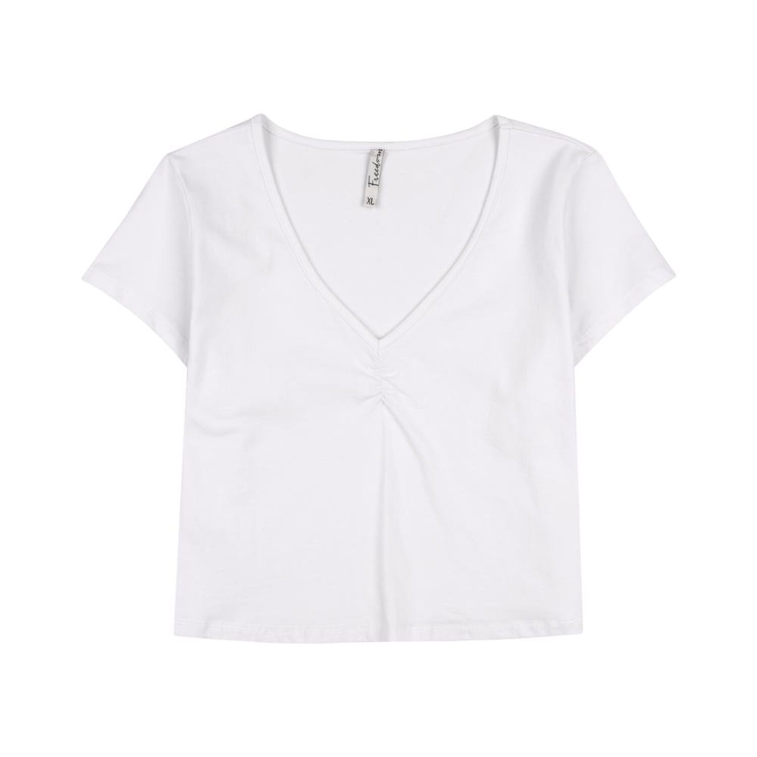 Polera Crop Manga Corta Cuello V Recogido Mujer Freedom image number 0.0