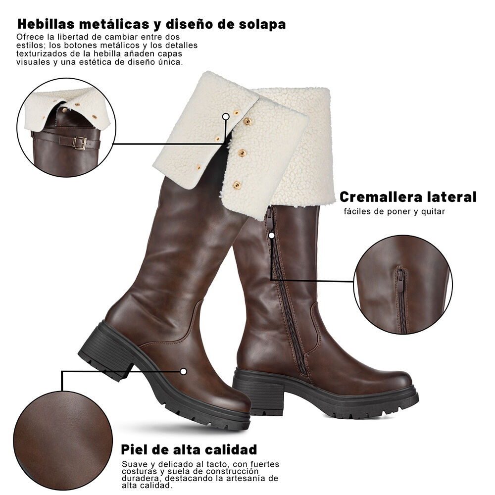 Botas Largas Mujer De Moda Comodo Tacon Grueso Weide Czy615 image number 7.0