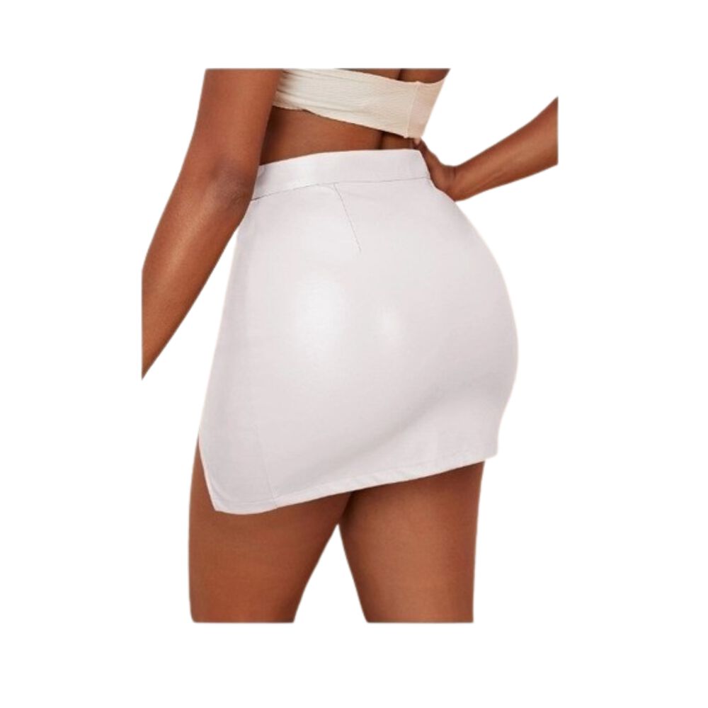 Falda Cuero Con Abertura Pierna Tiro Alto Sin Costura image number 4.0