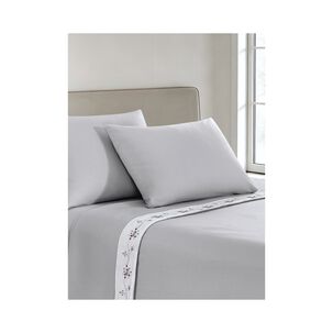 Sabana Andes Polar Bordado Flor Gris 1.5 Pl