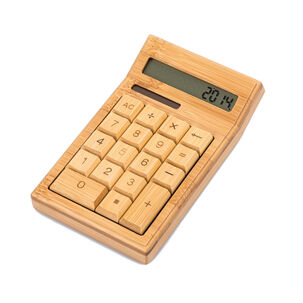 Calculadora Mesa Escritorio Bambú Con 12 Dígitos Solar Ecológico