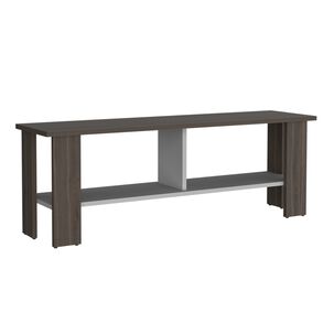 Rack Tv 50" Con 2 Repisas Fm-031o Café Oscuro Y Blanco
