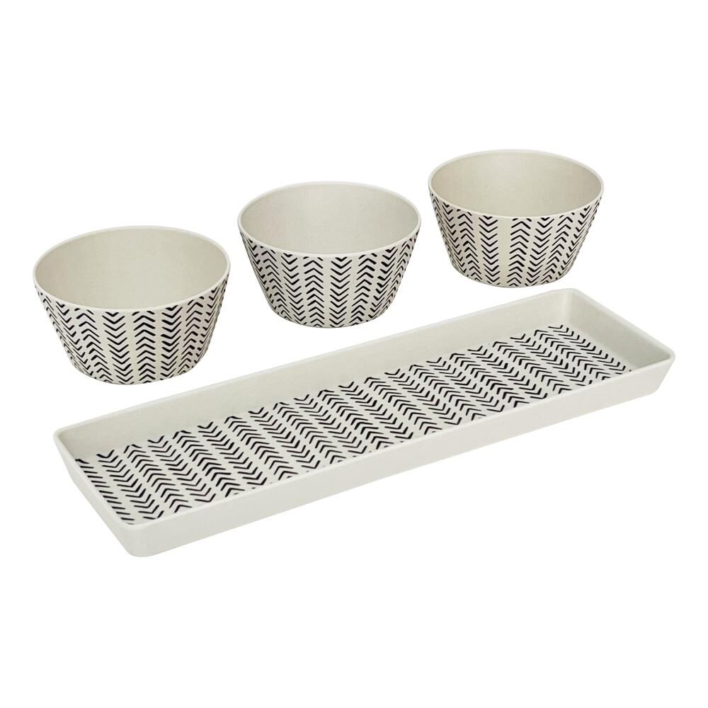 Set 3 Bowls Con Bandeja Flechas Decogreen image number 1.0
