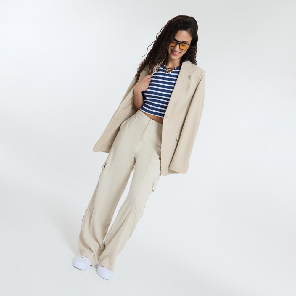 Pantalón Lino Tiro Medio Relax Mujer Freedom image number 1.0