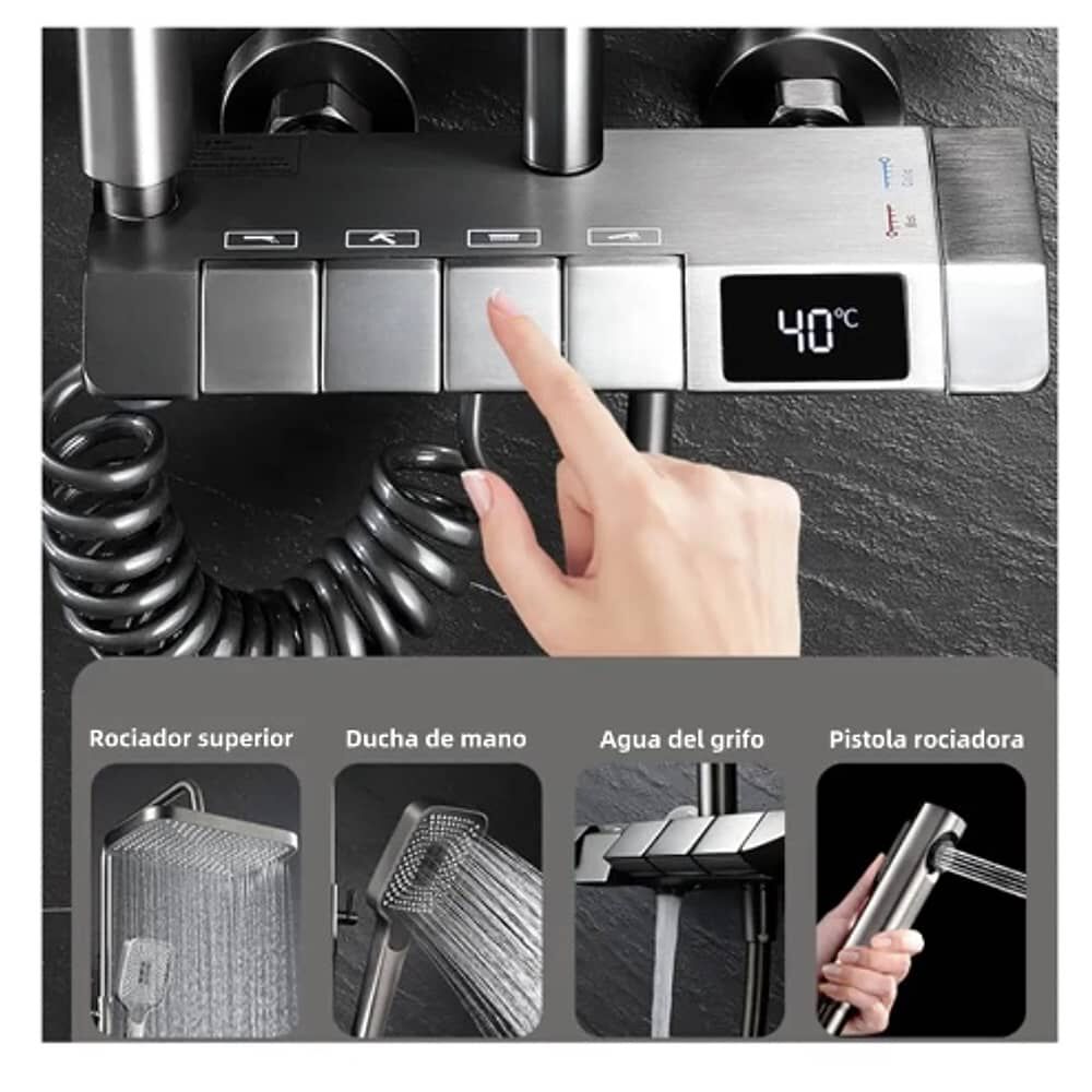 Ducha Columna Moderna 4 Funciones Llave Botones Digital image number 3.0