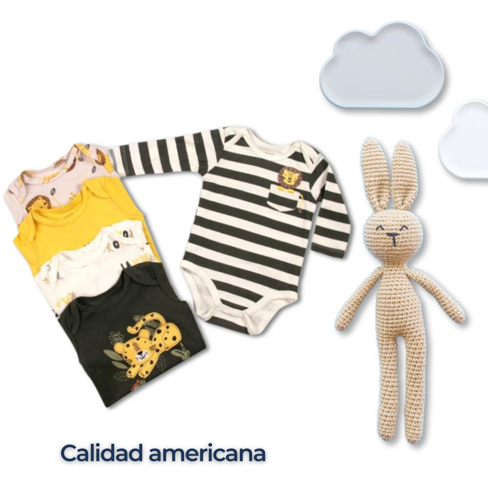 Pack 5 Bodys Ni&ntilde;o Manga Larga Tedmimak 100% Algod&oacute;n Safari Adventure image number 5.0