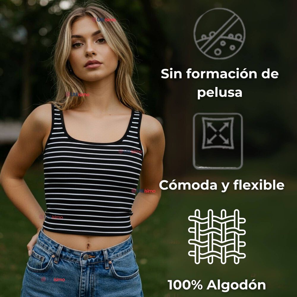Camiseta Rayas 100% Algodón Básica Lisa Elástica Mujer Colores Surtidos image number 7.0