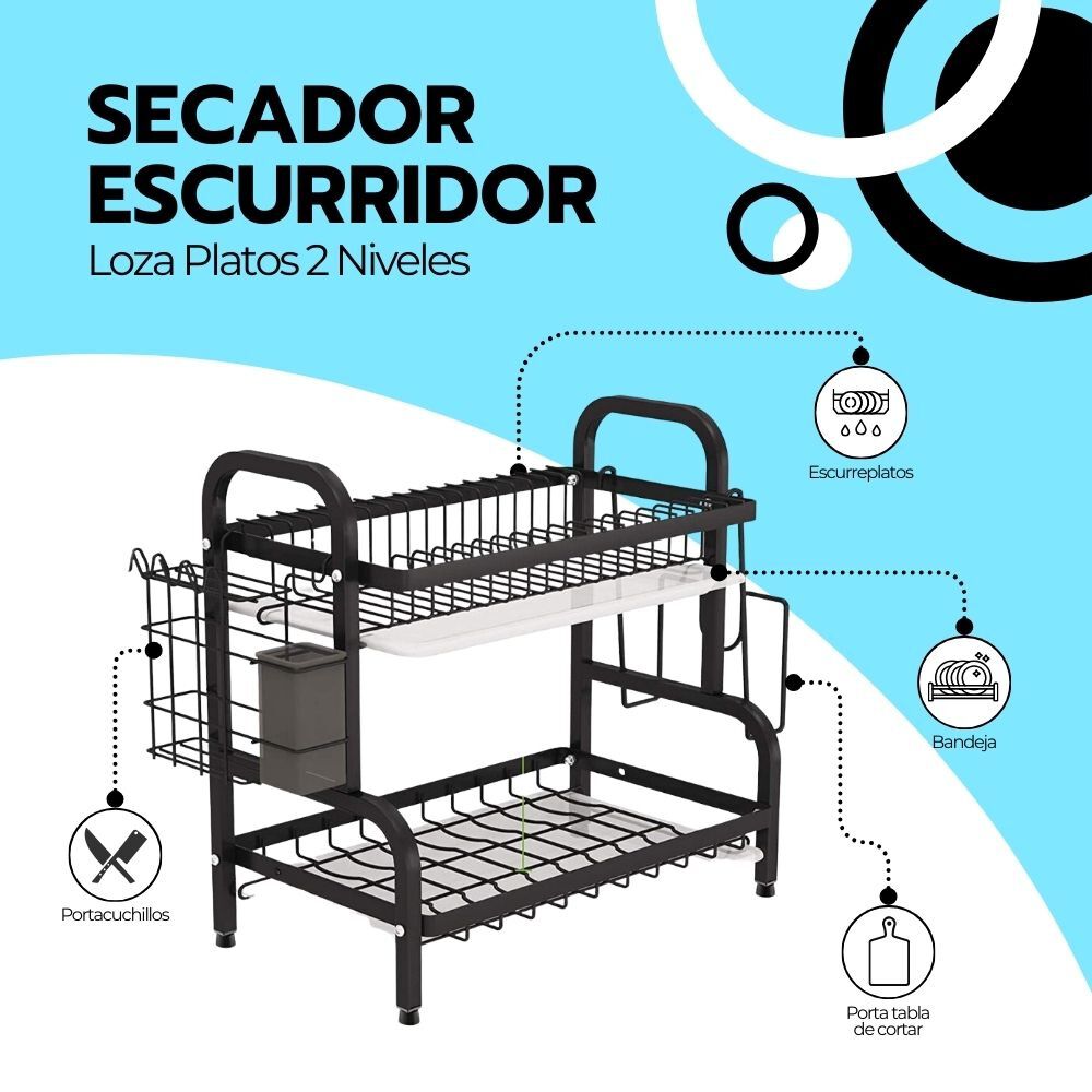 Secador Escurridor De Loza Platos 2 Niveles image number 2.0