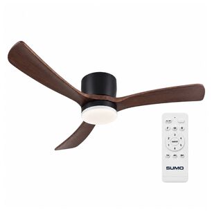 Ventilador De Techo Sumo Vt60 Negro Led 52" 3 Aspas De Madera Caf&eacute;