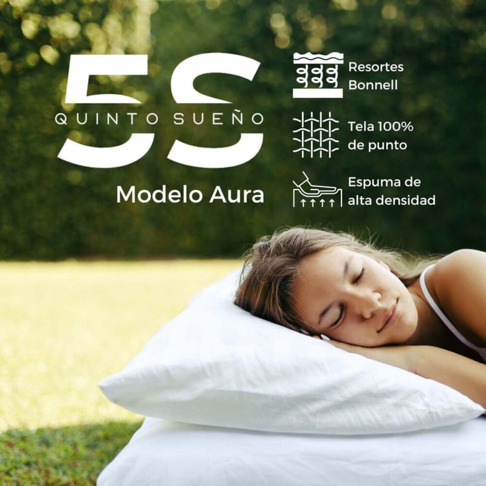 Cama Europea 2 Plazas + Respaldo Tubular Madera Rosado image number 5.0
