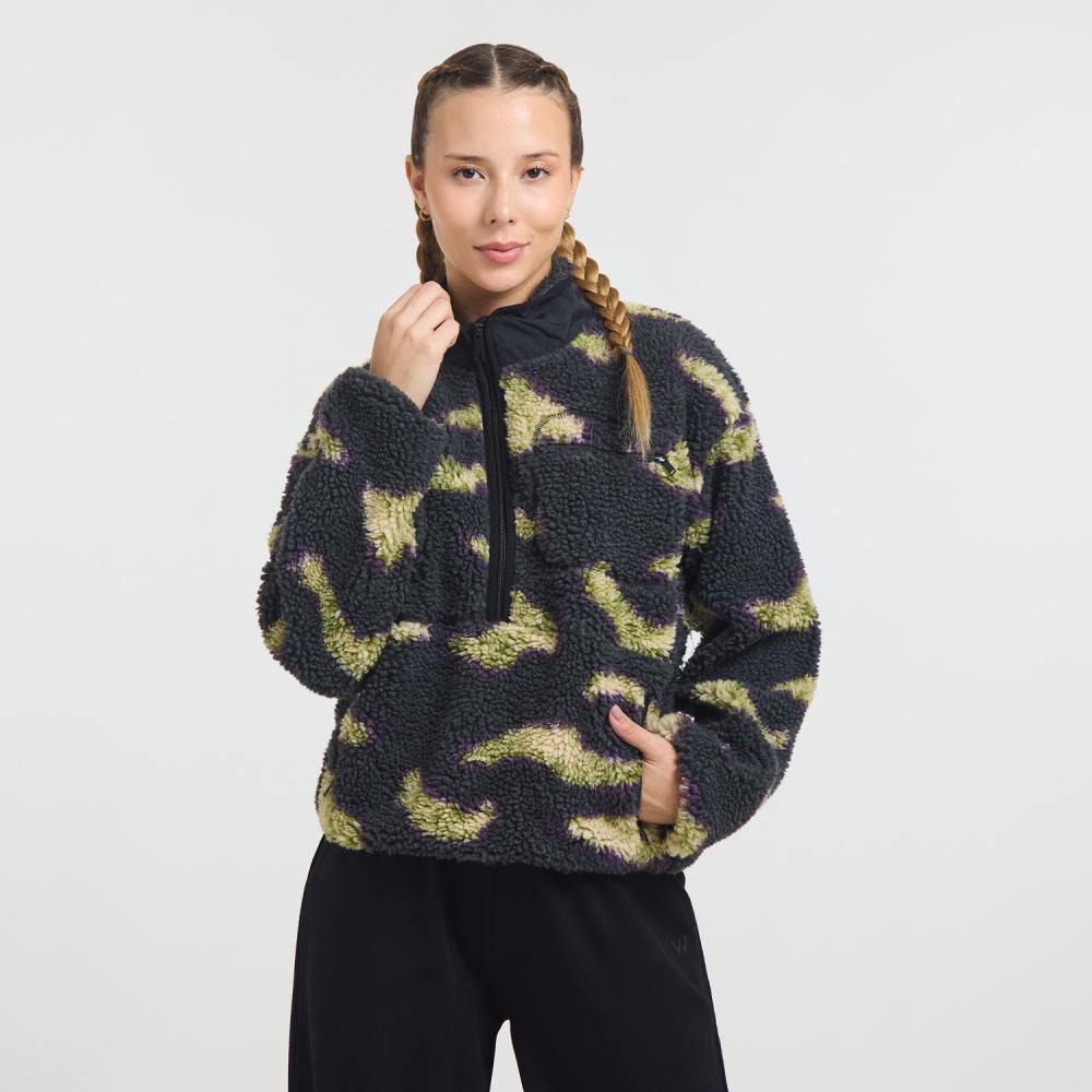 Poler&oacute;n Deportivo Bloque Color Cuello Alto Mujer Wetland image number 0.0