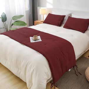 Set De Piecera De Lino Con 2 Fundas De Almohada