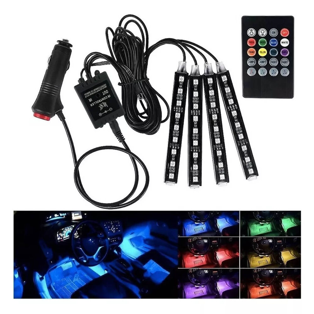 Luces Tiras Led Internas Auto Con Control Multicolor Rb K14 image number 0.0