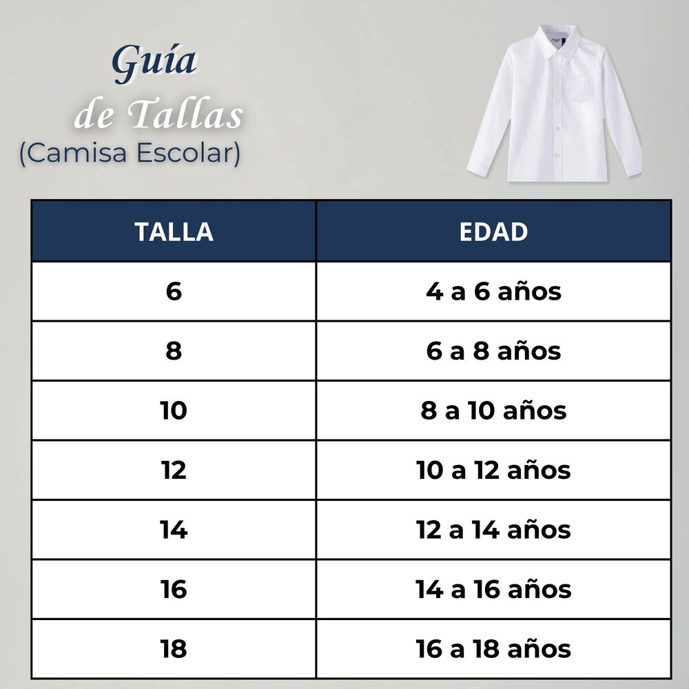 Camisa Escolar Blanca Manga Larga Colegio Para Ni&ntilde;os Y Juvenil image number 1.0