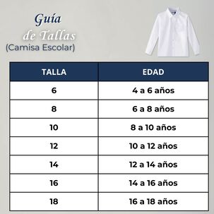 Camisa Escolar Blanca Manga Larga Colegio Para Ni&ntilde;os Y Juvenil