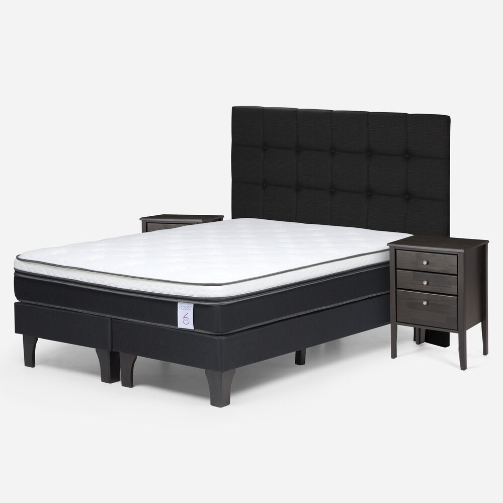 Cama Europea Rosen New Style 6 / King / Base Dividida + Set De Maderas Issey Grafito image number 1.0