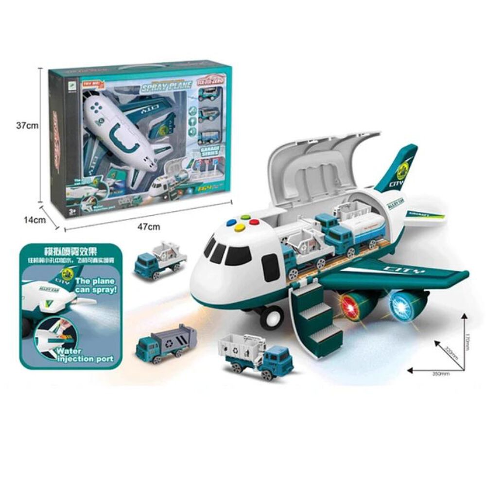 Avion Transportador 3 Coches Metal Con Música Y Luces image number 2.0