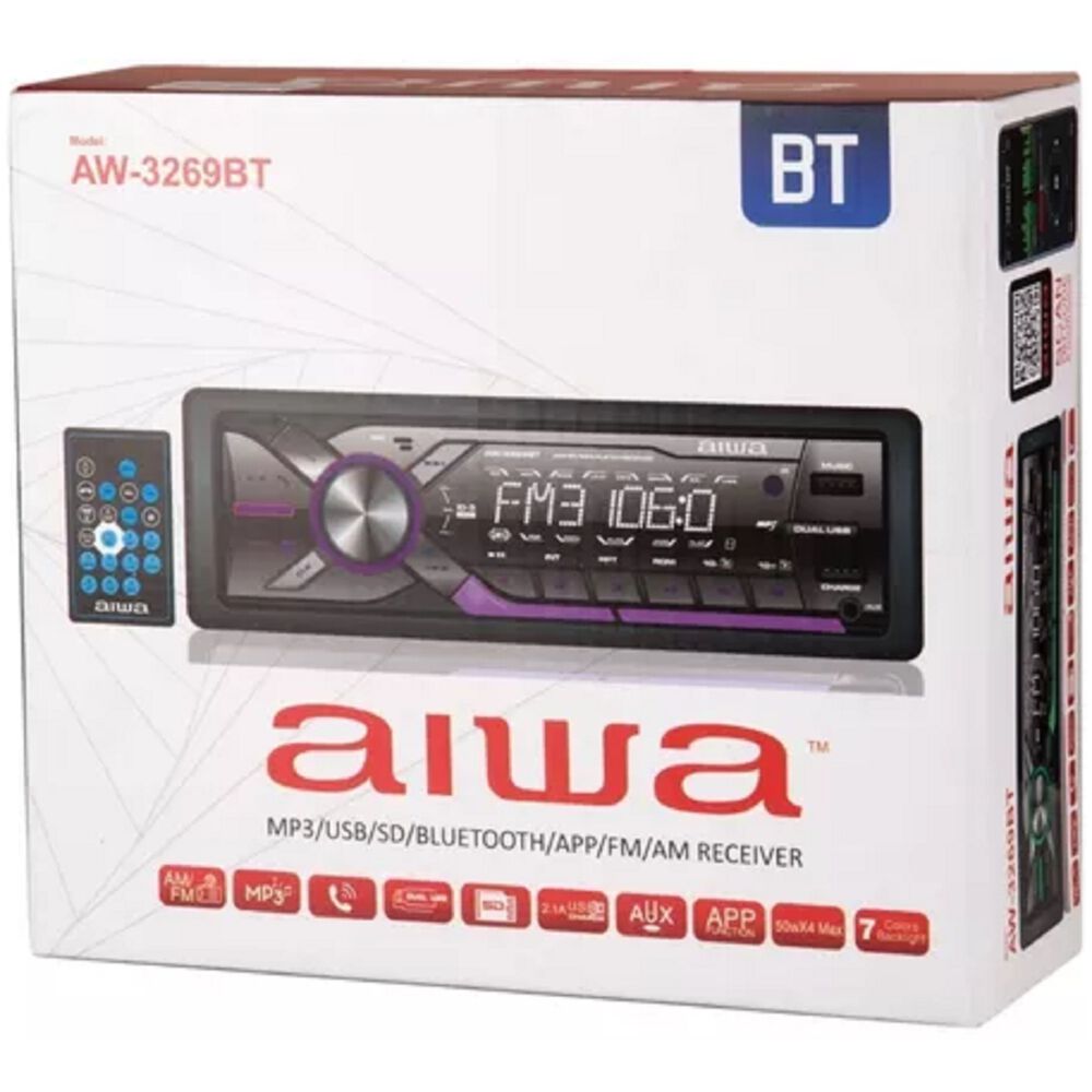 Radio Auto Aiwa Aw-3269bt 1 Din Bluetooth Mp3 Usb App Music image number 2.0