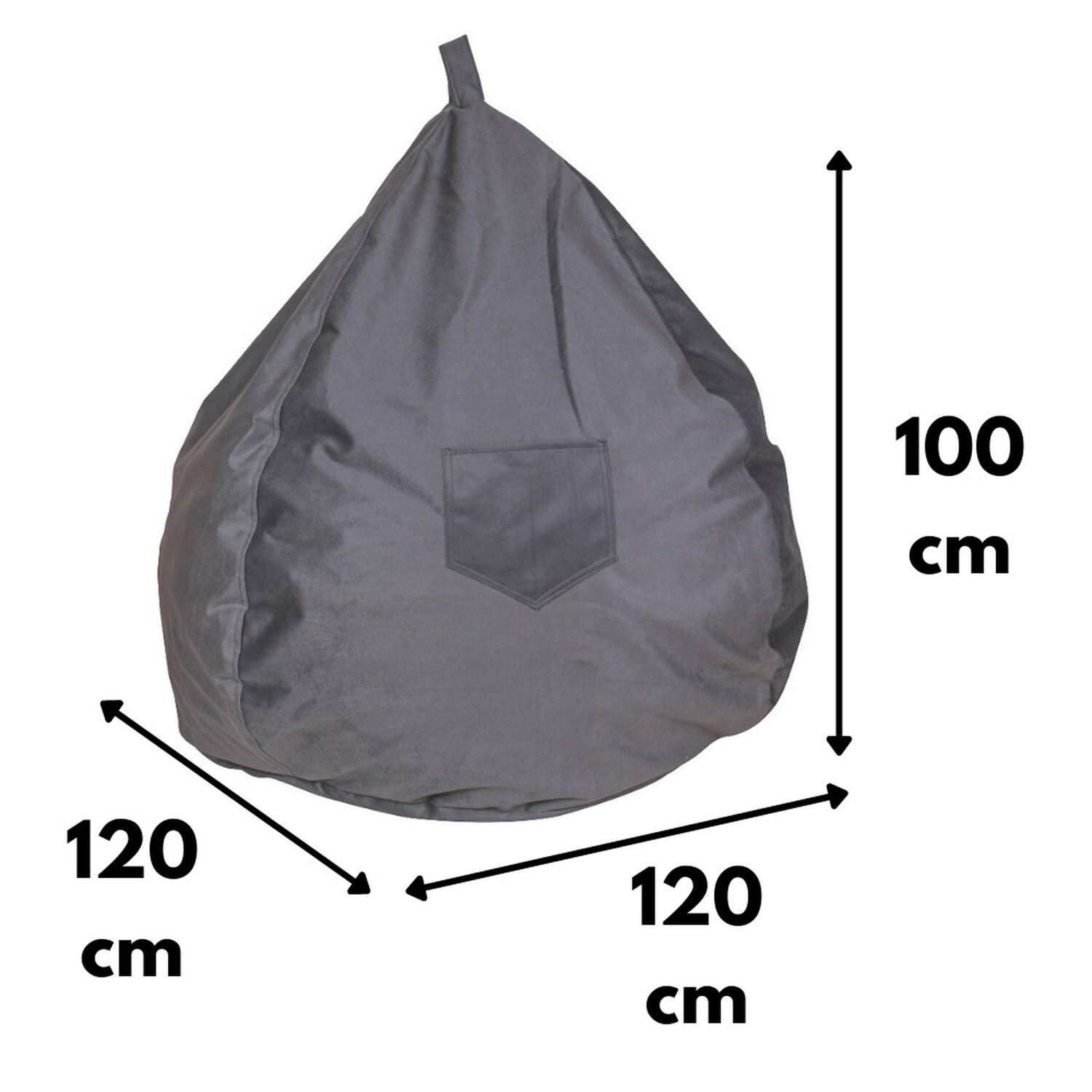 Pouf Pera Gris Felpa 100x120x120 Cm M&aacute;xima Design image number 1.0