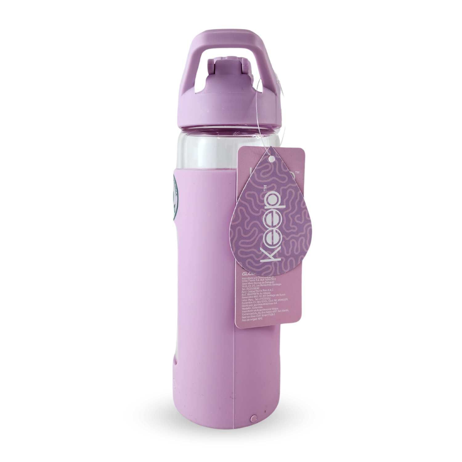 Botella Keep 470ml Vidrio Protector Agua Deportes Outdoor Lila image number 2.0