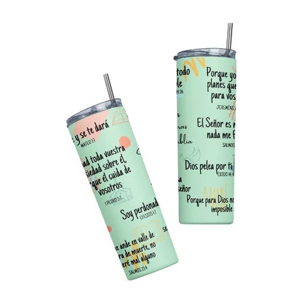 Termo Botella T&eacute;rmica Cristiano Con Vers&iacute;culos B&iacute;blicos Evang&eacute;lico Jes&uacute;s image number 2.0