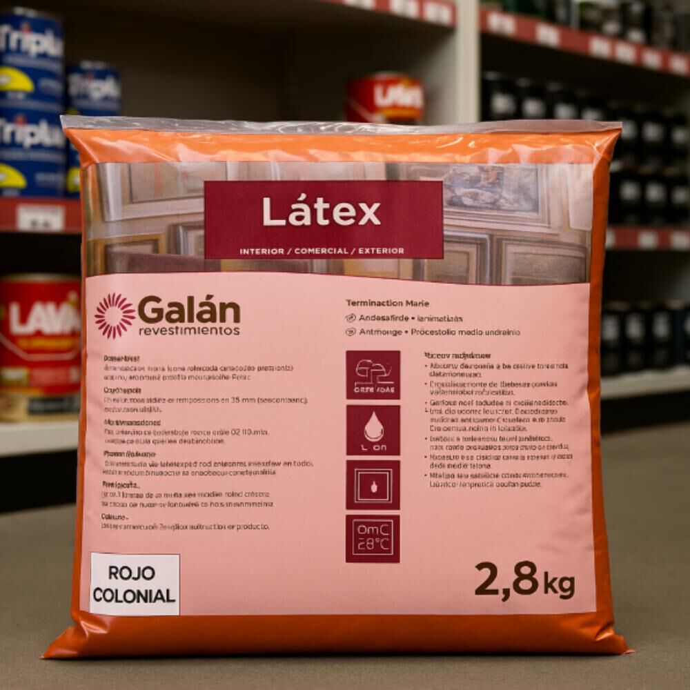 Pintura En Bolsa Latex 2.8 Kilos Rojo Colonial Galan image number 2.0