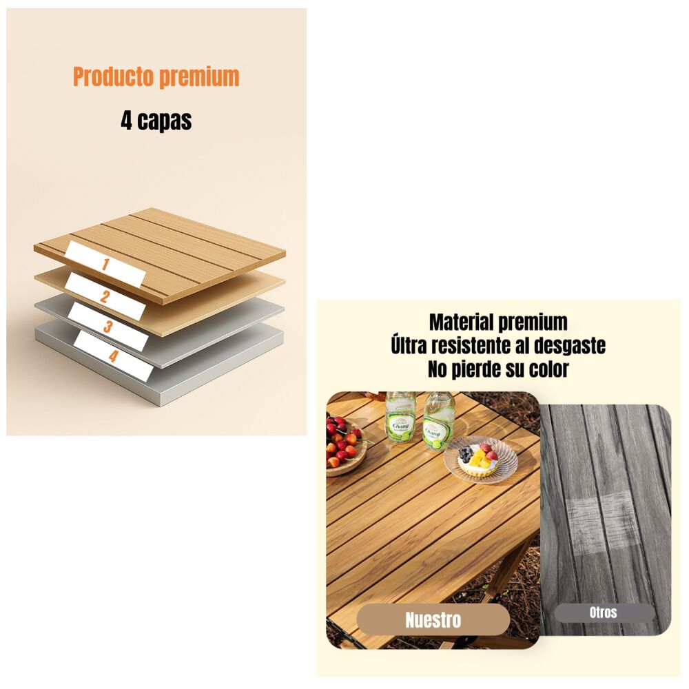 Mesa De Camping Plegable Impermeable 120x58cm Kemi image number 4.0