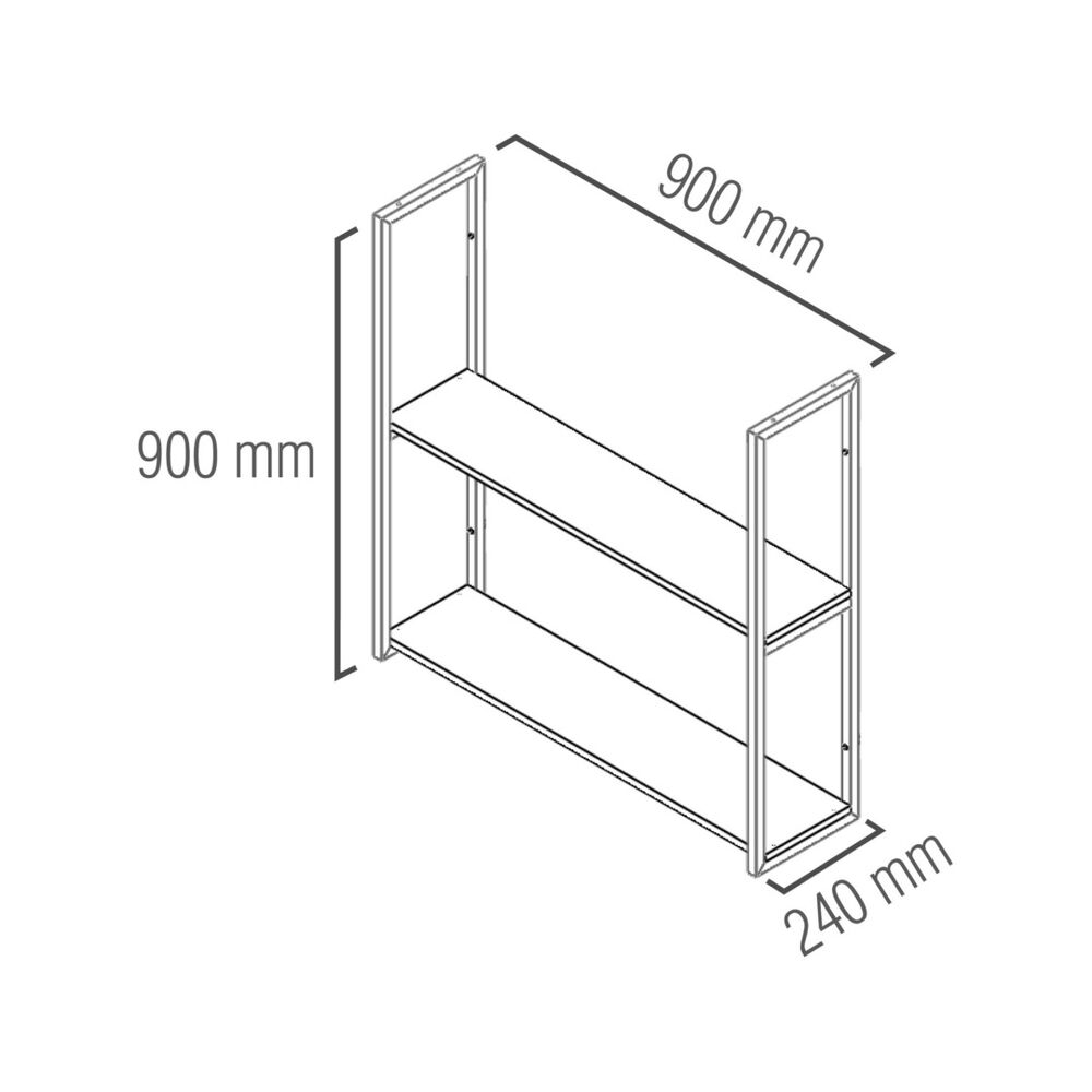 Repisa Dise&ntilde;o Industrial 2 Tablas 90x20cm Negro Brasforma image number 2.0