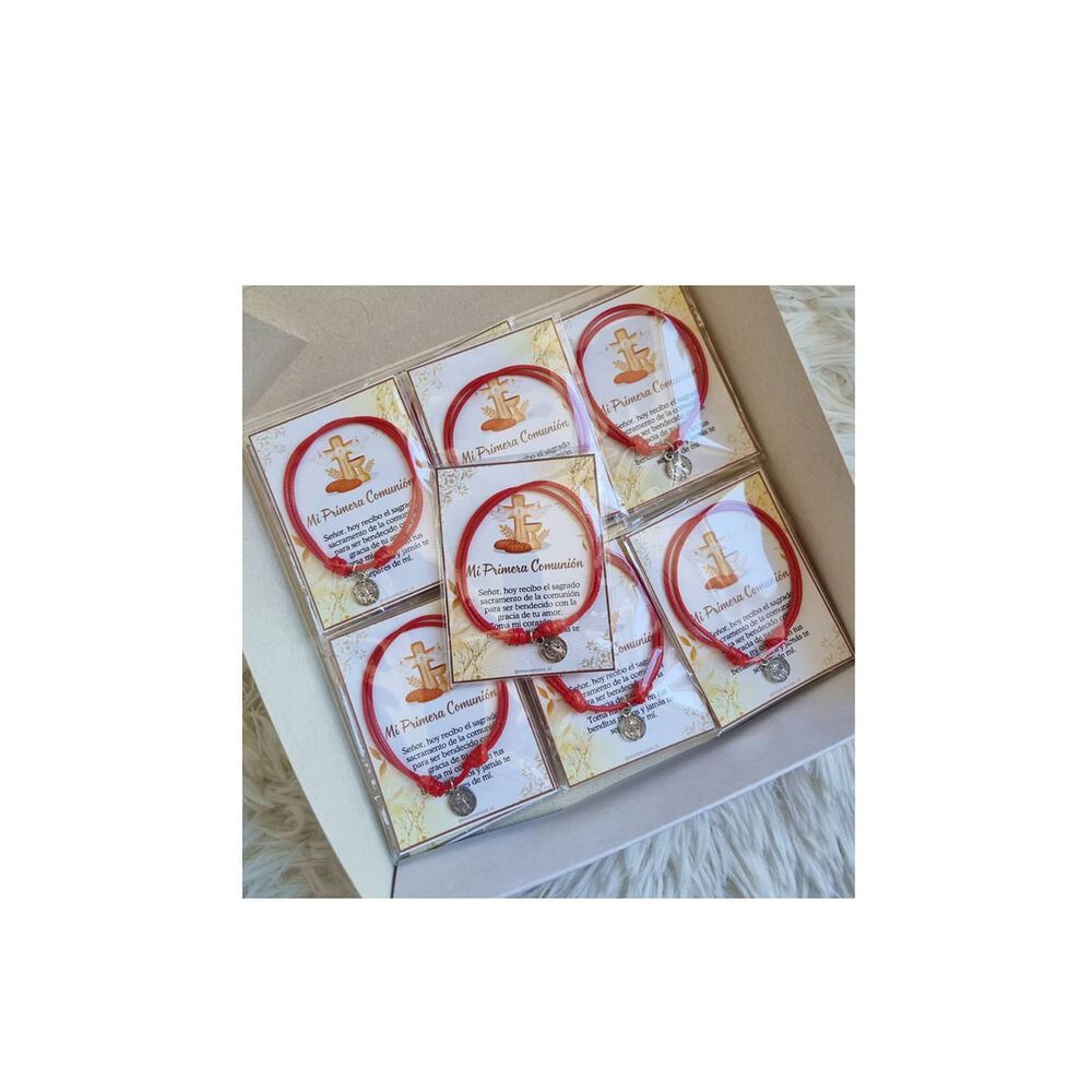 Recuerdos Primera Comunion Encintados 12 Pulseras + Tarjetas image number 2.0