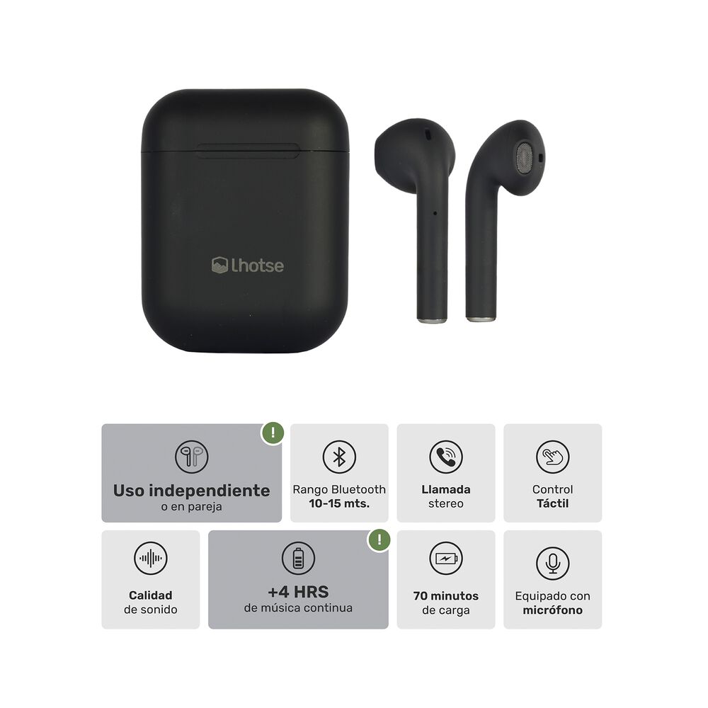 Aud&iacute;fonos Lhotse Bluetooth Inal&aacute;mbrico Rm12 Negro image number 2.0