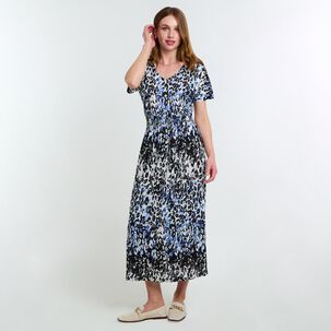 Vestido Largo Manga Corta Cuello V Mujer Lesage