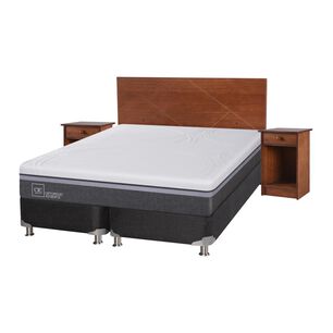 Box Spring Cic Ortopedic / 2 Plazas / Base Dividida + Set De Maderas
