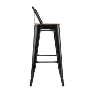 Tolix Silla De Bar Taburete 75cm Base De Madera Negro