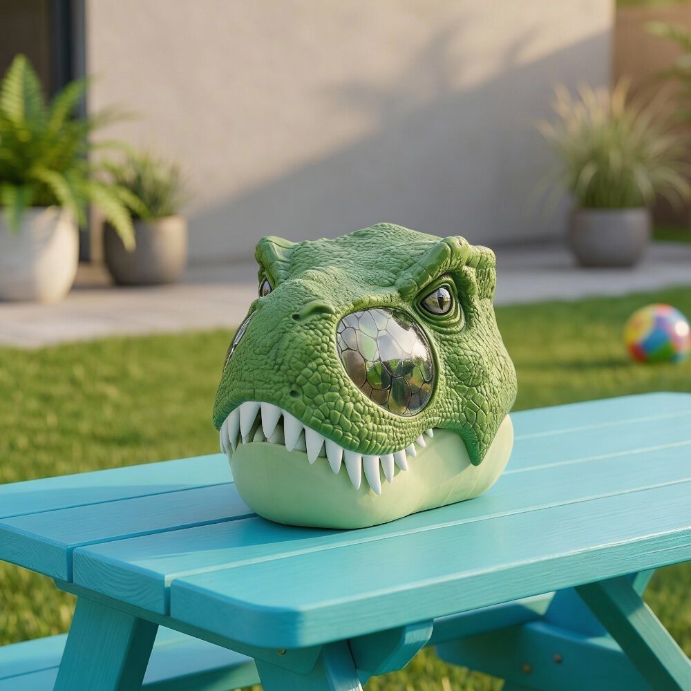 Mascara Infantil De Dinosaurio Rex Ne&oacute;n Luz Y Movimiento image number 0.0