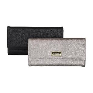 2 Billeteras De Mujer Fidelia Negra Y Gris Kenneth Cole