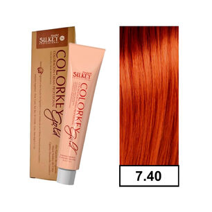 Colorkey Gold - Tintura Permanente Efecto 3d Pigment Silkey 60gr + Oxidante - 7.40 Rubio Mediano Cobrizo Intenso