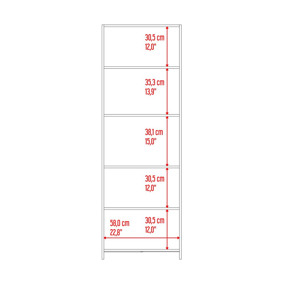 Mueble Biblioteca Con 5 Repisas 180,6x63x26,6 Cm Café Claro Y Negro image number 6.0