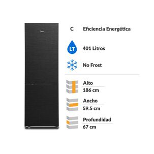 Refrigerador Bottom Freezer Midea MDRB548FGEDX / No Frost / 401 Litros / C