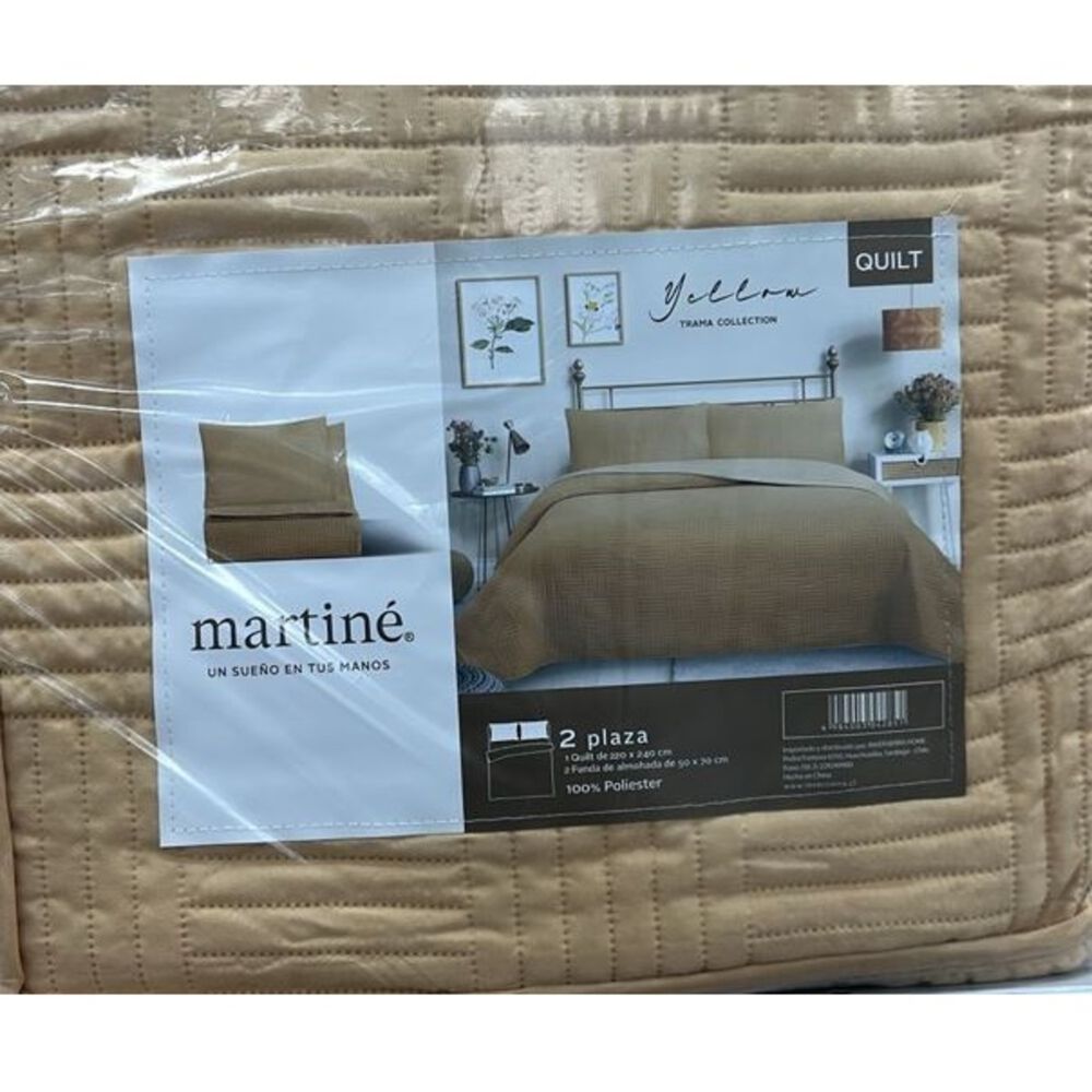 Cubrecama Quilt Reversible 2 Plazas Color Amarillo Trama Collection image number 0.0