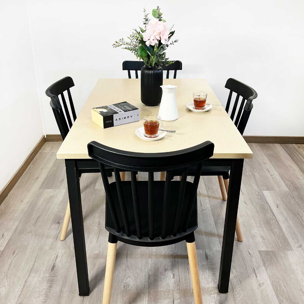 Juego De Comedor New York + 4 Sillas Windsor Negras image number 2.0