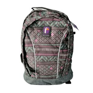 Mochila Escolar Juvenil Estampado &Eacute;tnico Resistente Gris