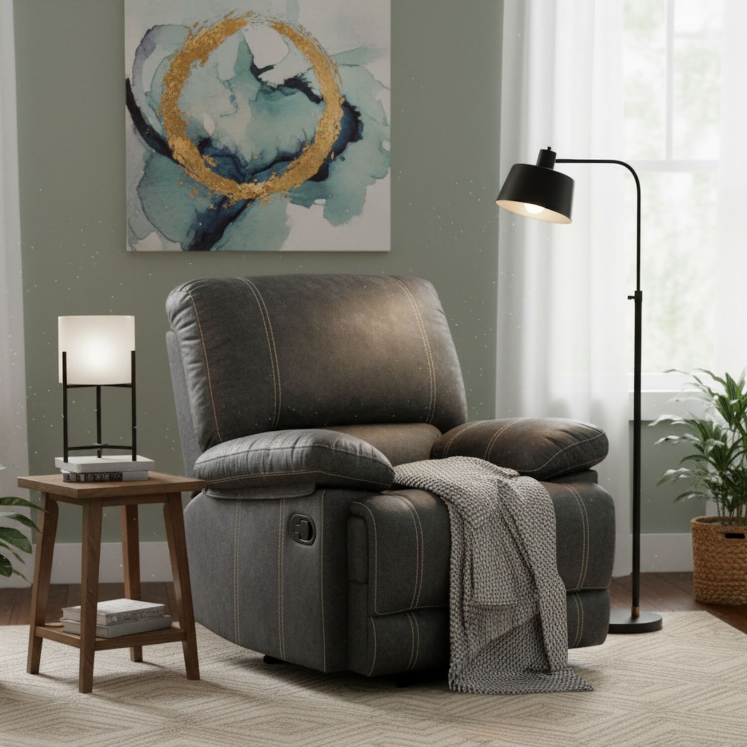 Berger Reclinable Moderno Cuero Viejo Caf&eacute; Castle 98023r image number 0.0