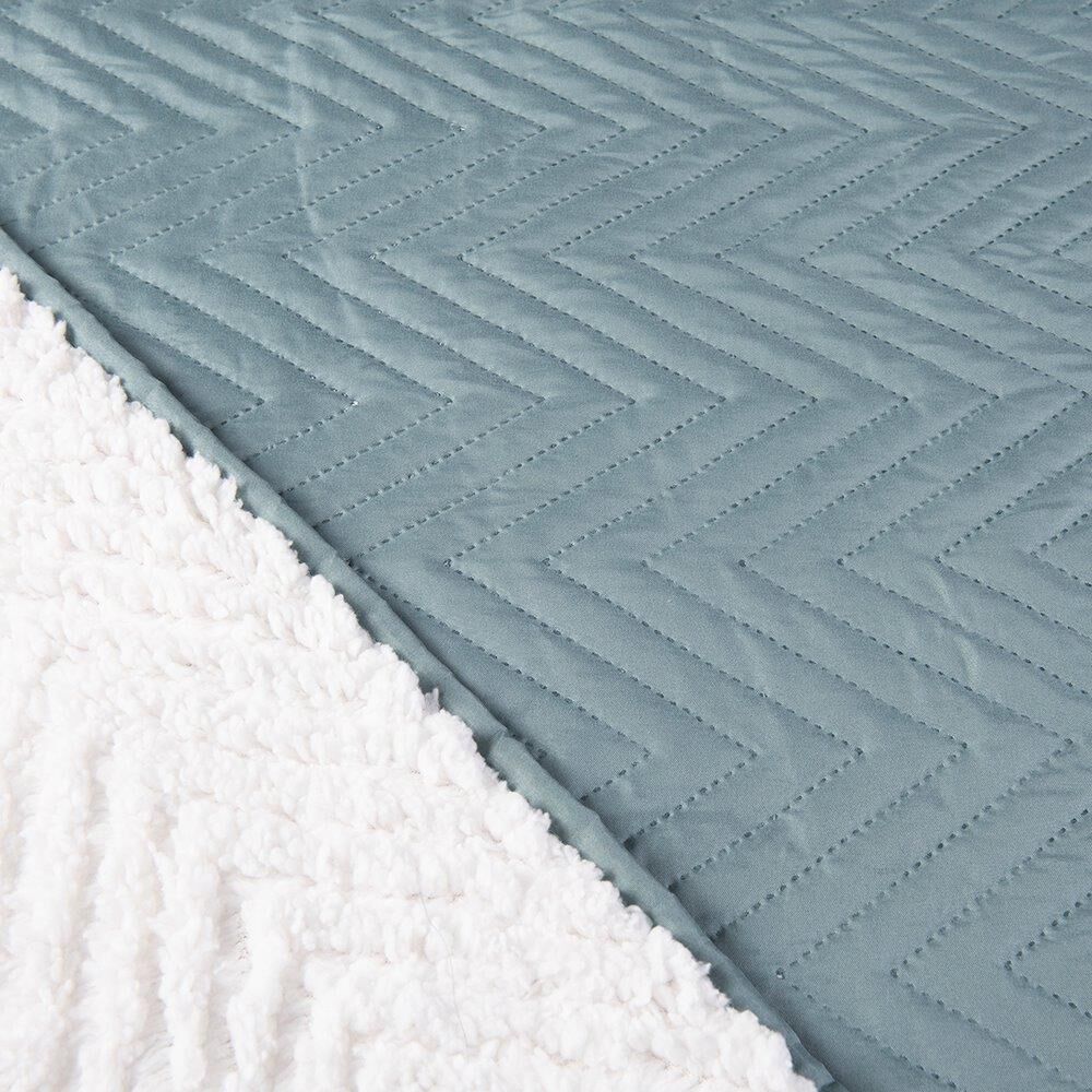Quilt Sherpa Liso 1.5 Plazas Verde image number 1.0