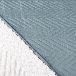 Quilt Sherpa Liso 1.5 Plazas Verde