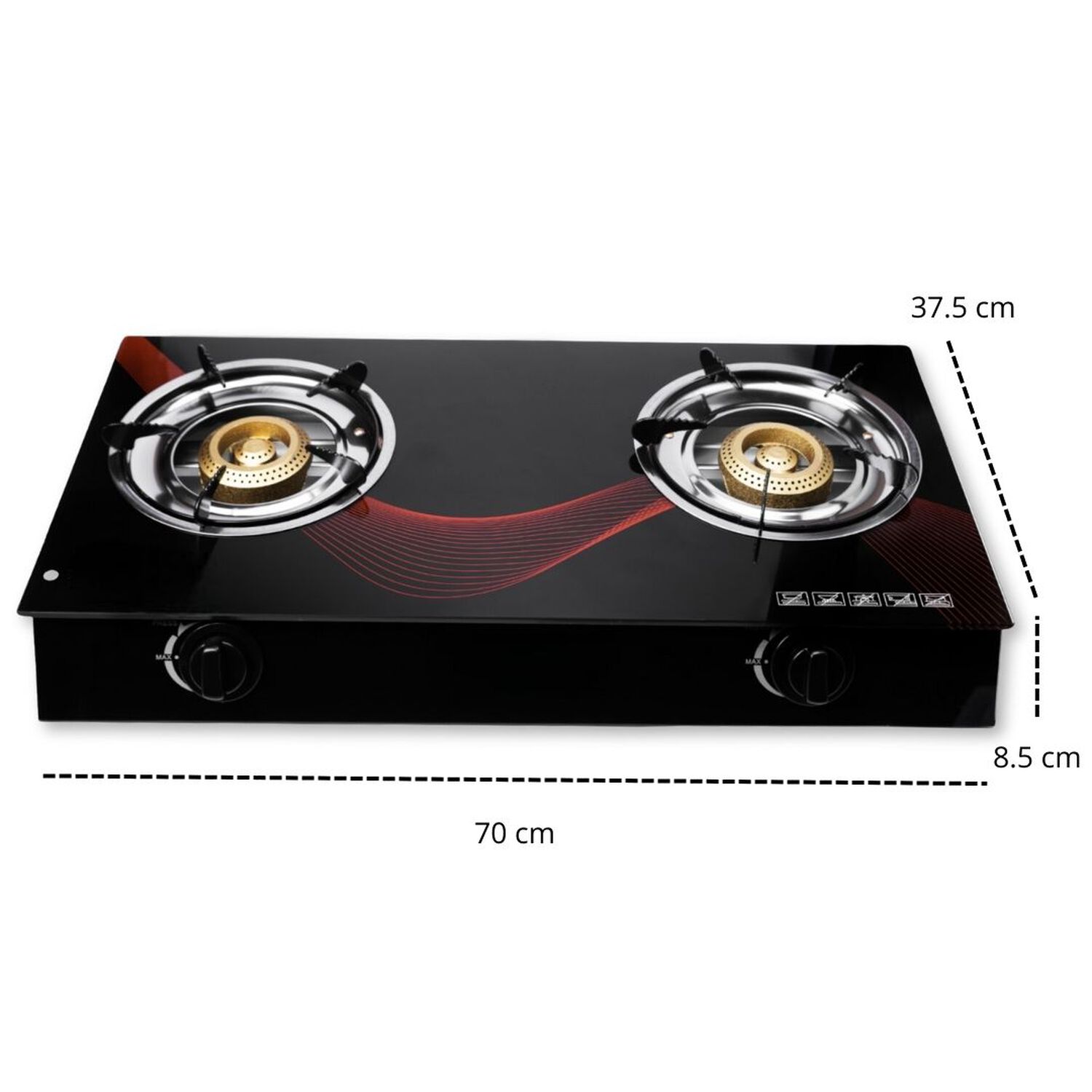 Cocina Encimera A Gas Vidrio Templado Line 2 Platos Regular image number 2.0