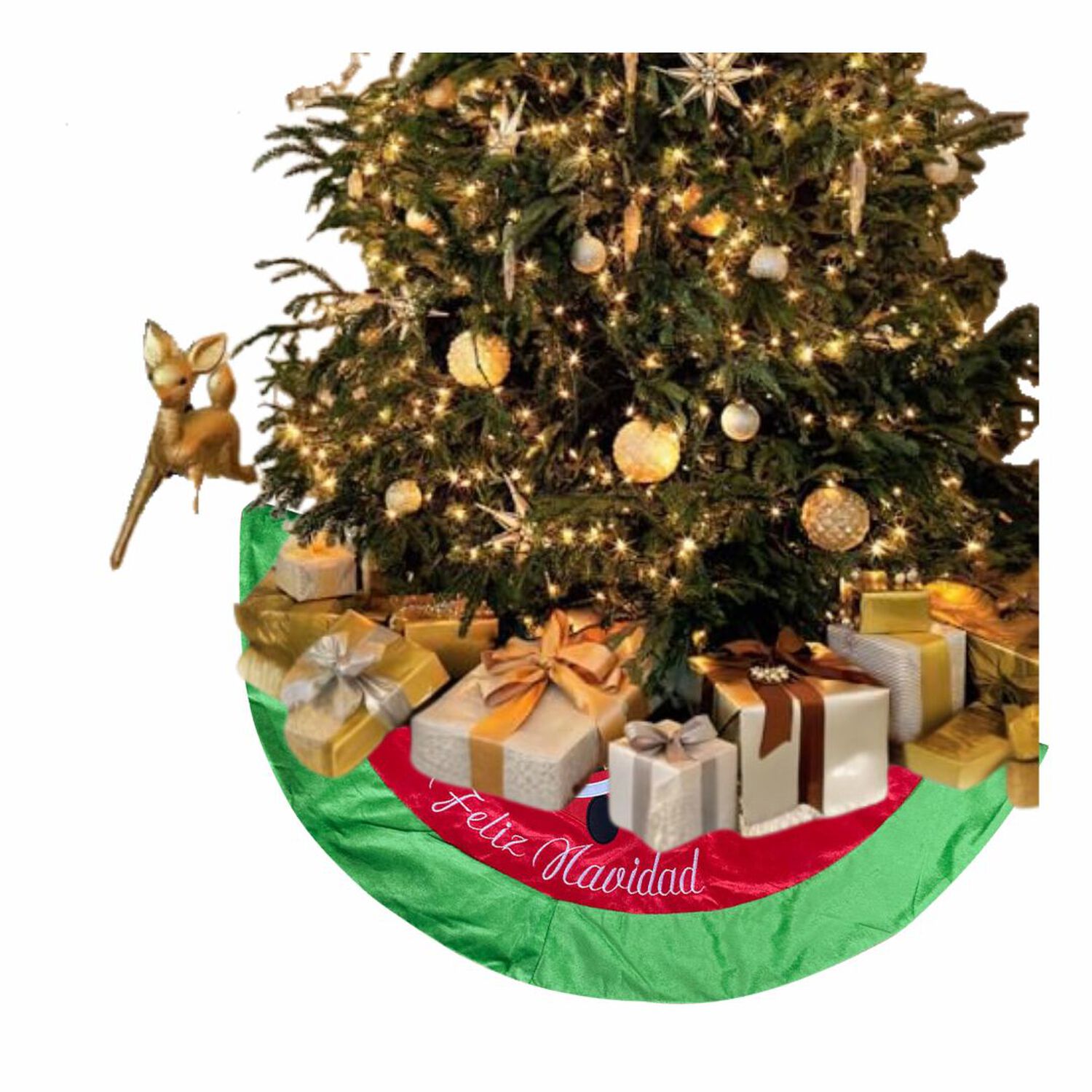 Fald&oacute;n Pie De &Aacute;rbol Navidad 90 Cm Di&aacute;metro Estampado Rojo Y Verde image number 4.0