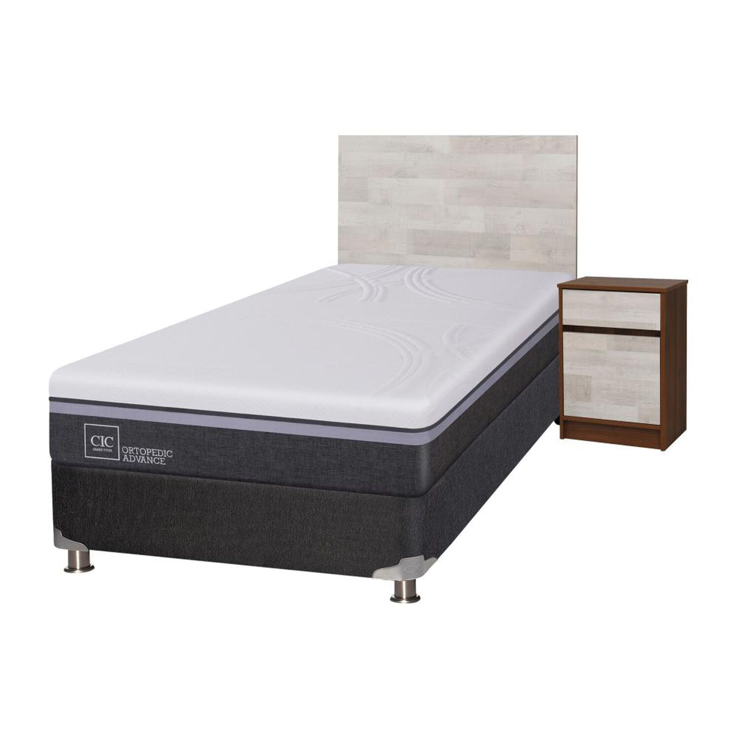 Box Spring Cic Ortopedic Advance / 1.5 Plazas / Base Normal + Set de Maderas Legno image number 1.0